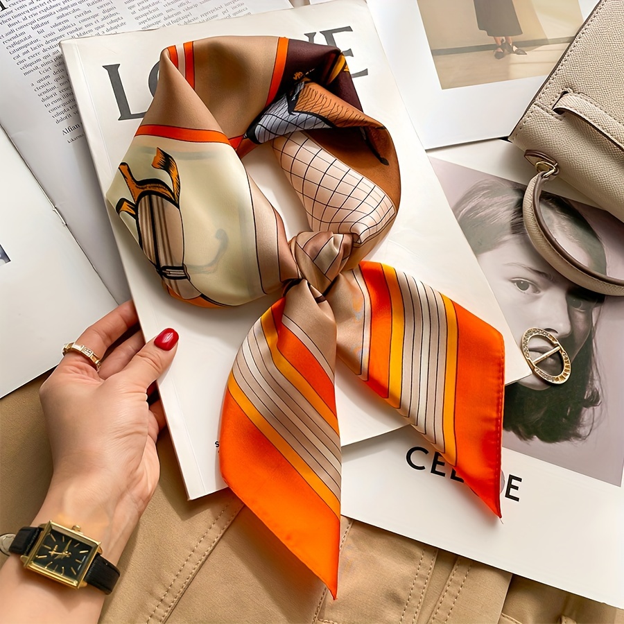 Women Bags For Office - وشاح حريري مربع بنمط حصان فاخر