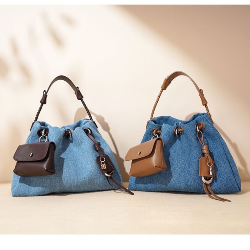Women Bags Jeans - JIAERDI شارع العليا الدنيم دلو حقيبة