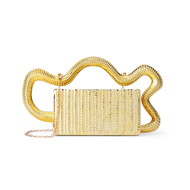 Women Bags Golden - حقيبة يد أكريليك عصرية 2026 بمقبض