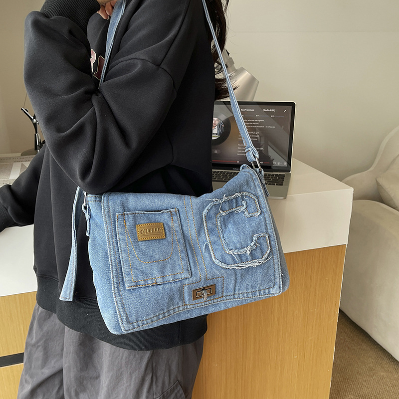 Women Bags Jeans - حقيبة كروس بودي نسائية من الدنيم،