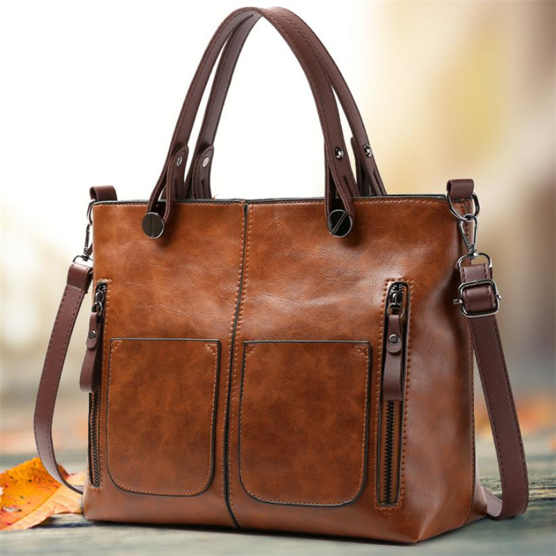 Women'S Vegan Bags - حقيبة كتف جلدية ريترو للنساء مع