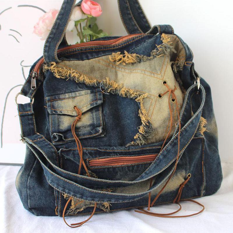 Women Bags Jeans - حقيبة كتف نسائية كبيرة السعة بتصميم