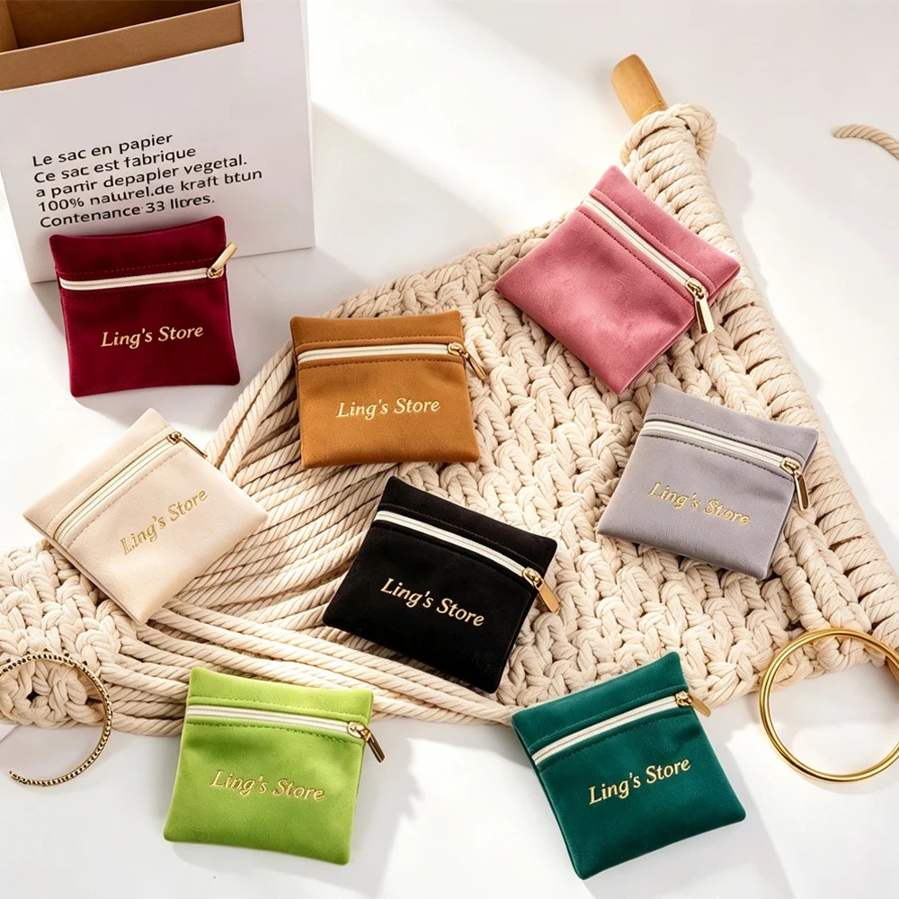 Women Bags For Eid - 10 قطع من أكياس المجوهرات المخملية