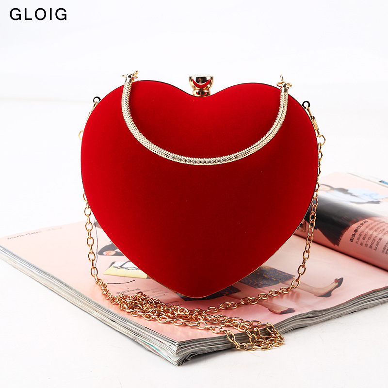 أحمر القلب تصميم المرأة مخلب ا - مراجعة Women Bags Golden وسعره