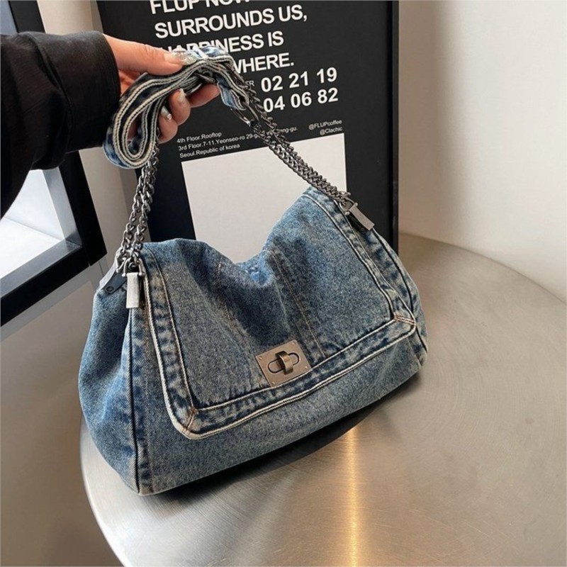 Harajuku نمط خمر الدنيم حمل حق - مراجعة Women Bags Jeans وسعره