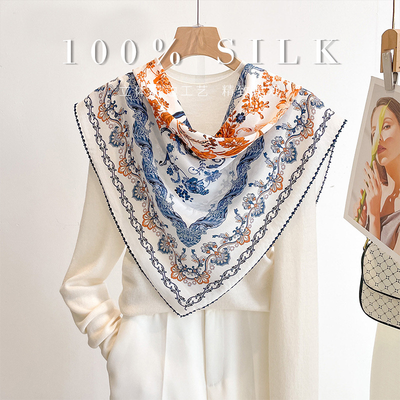 وشاح مربع فاخر 100% من حرير ال - مراجعة Women Bags Online وسعره